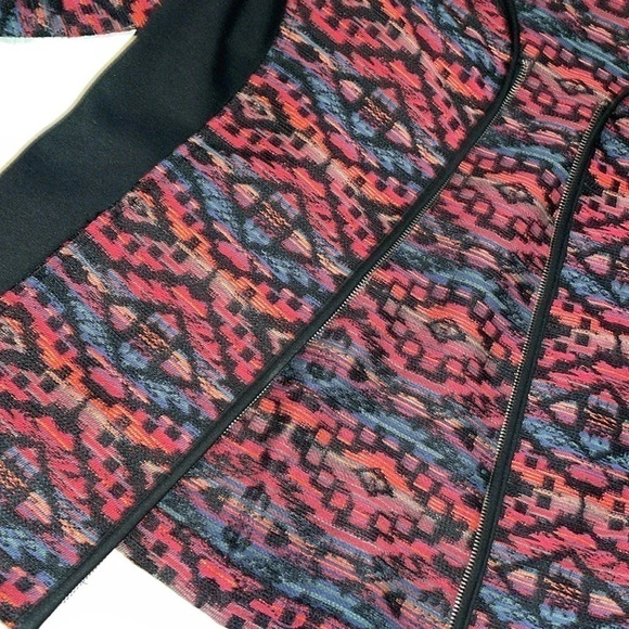 Violet B women’s jacket coat petite large top western Aztec tapestry black zip - Picture 2 of 7